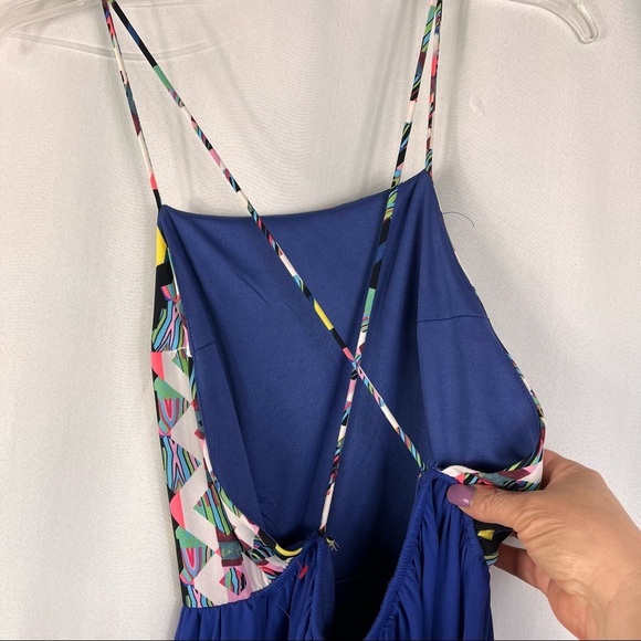 Harper maxi dress geo pattern bold colors criss/cross straps SzS - Picture 3 of 10